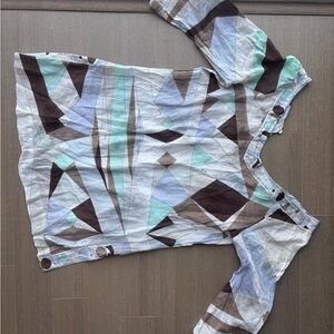 Emilio Pucci Geometric Multicolor Short Sleeve Top